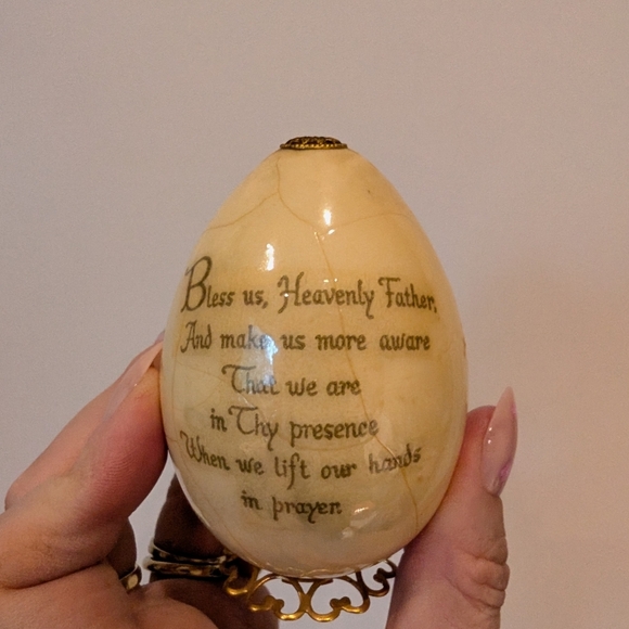 Cream Decorative Egg with Praying Hands Design - Picture 2 of 8
